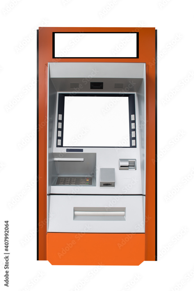 ATM machine Concept of monetary Checking the transfer payment Mockup.clipping path ATM machine Concept of monetary Checking the transfer payment Mockup.clipping path
