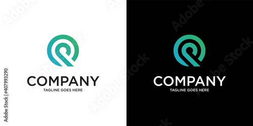 Abstract Initial Letter Q and P Logo. green color isolated on White Background. Usable for Business and Branding Logos. Flat Vector Logo Design Template Element.