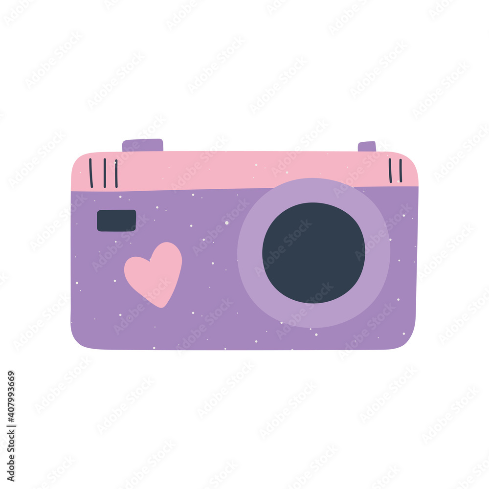 camera with heart love and romance in cartoon style camera with heart love and romance in cartoon style