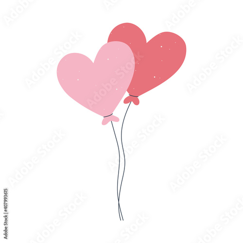 balloons shaped hearts decoration love and romance in cartoon style