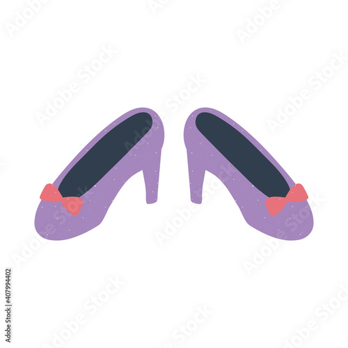 female heels shoes fashion icon in cartoon style