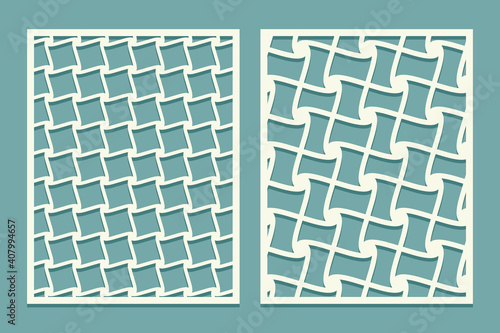Die and laser cut scenical panels with tiled pattern. Laser cutting decorative lace borders patterns. Set of Wedding Invitation or greeting card templates.