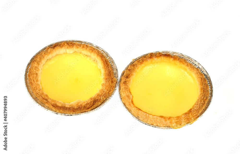 fresh baked egg tart isolated on white background fresh baked egg tart isolated on white background