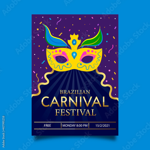 Brazilian carnival poster template. colorful banner template design for carnival