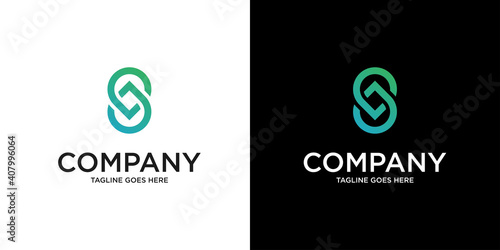 Abstract Initial Letter S and Drop Logo. green color isolated on White and black Background. Usable for Business and Branding Logos. Flat Vector Logo Design Template Element.