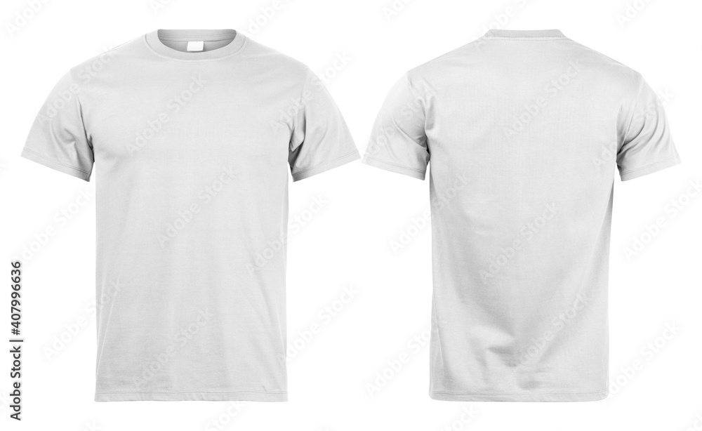 Grey T shirt mockup front and back used as design template, isolated on ...