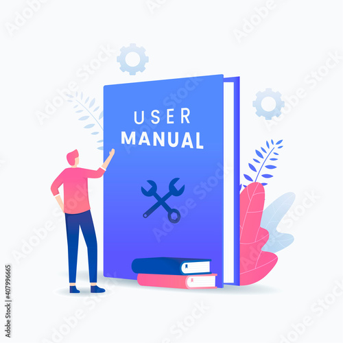 User manual book vector concept. Illustration for websites, landing pages, mobile applications, posters and banners.