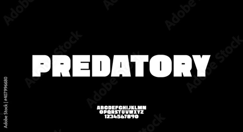 Predatory, a bold technology science alphabet font. digital typography vector illustration design	