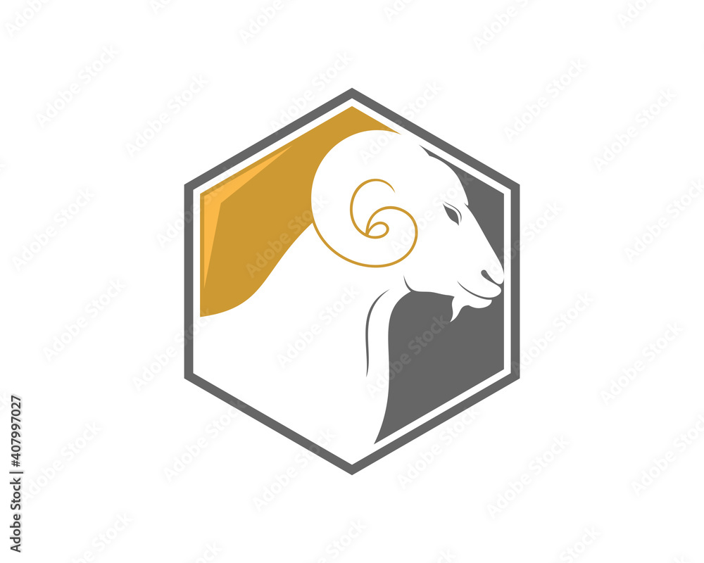 Fototapeta premium Goat head in the hexagon shape