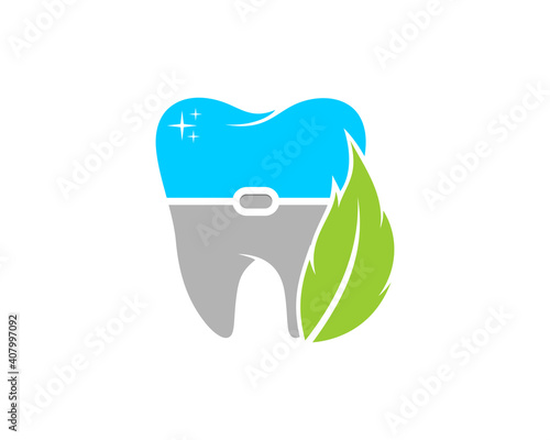 Clean stirrup teeth with green leaf
