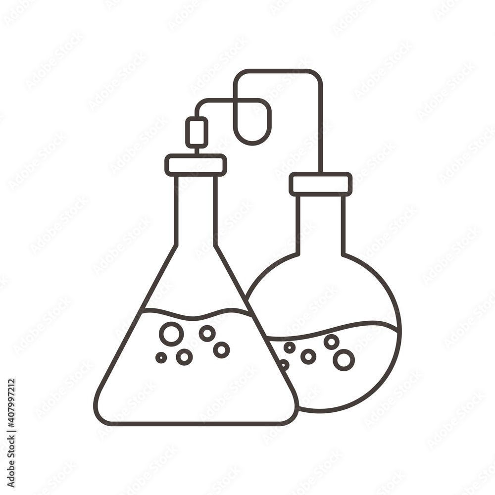 chemical experiment glassware science line style chemical experiment glassware science line style