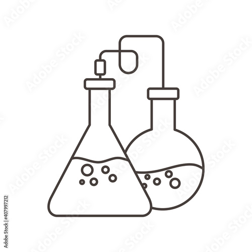 chemical experiment glassware science line style