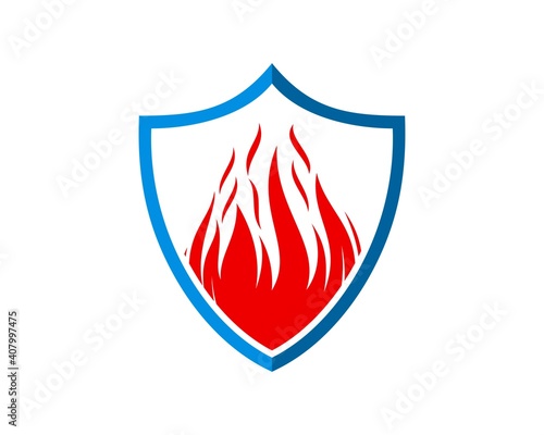 Modern shield with abstract fire inside