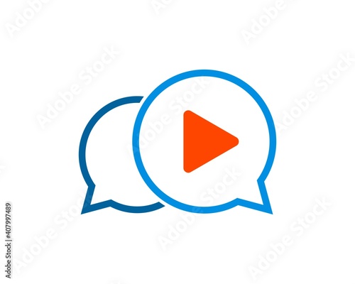 Simple bubble chat with media play button inside