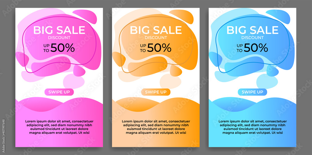 Dynamic modern fluid mobile for sale banners. Sale banner template design, Super sale special offer set.Vector illustration