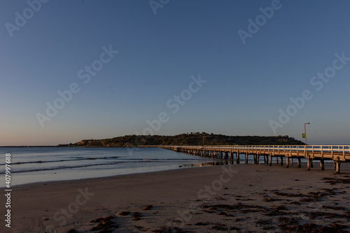 Jetty at the beach in South Australia at the sunrise