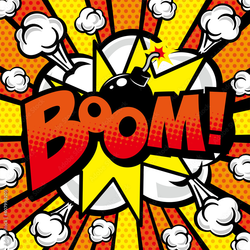Obraz premium コミック風の擬音語や感嘆符を表現した背景素材