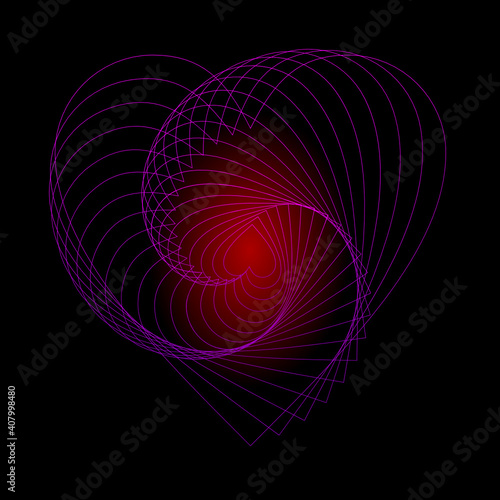 abstract shape of heart. abstract fractal heart. abstract fractal background