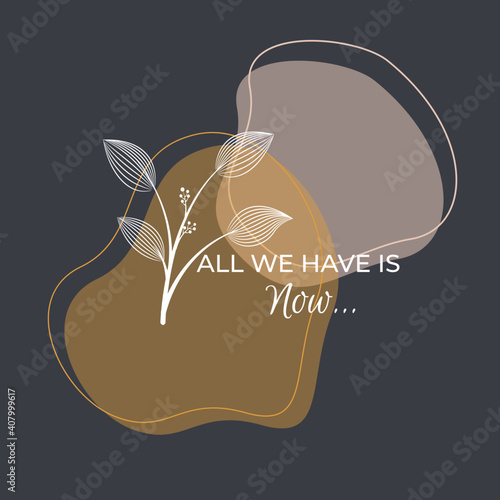 Self-care and mental health quote vector design Don't stop until your Proud on feminine abstract background with botanical leaf elements and circles. pastel color.