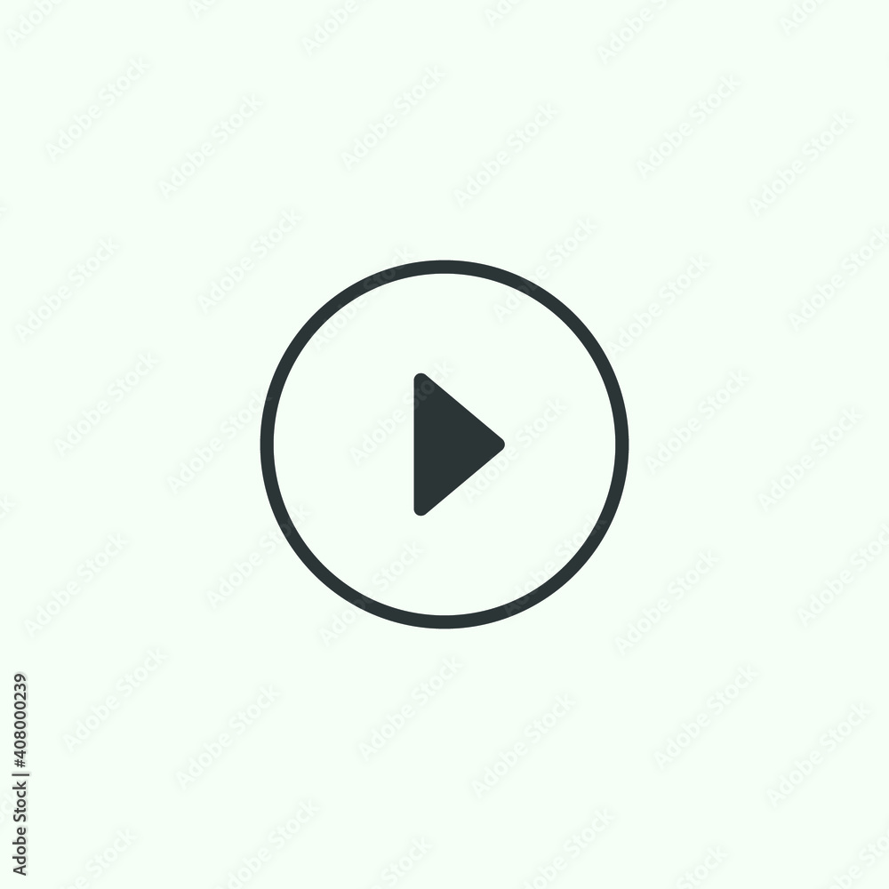 Play button icon in trendy flat style isolated on grey background. Play symbol for your web site design, logo, app, UI. Vector illustration Play button icon in trendy flat style isolated on grey background. Play symbol for your web site design, logo, app, UI. Vector illustration