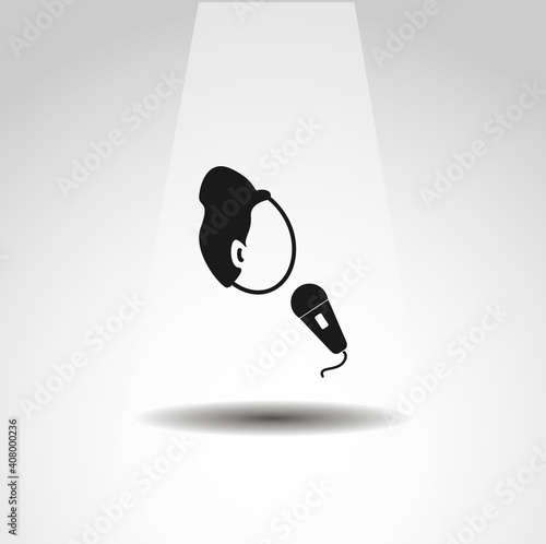 singer icon. Man with microphone icon, karaoke simple music icon