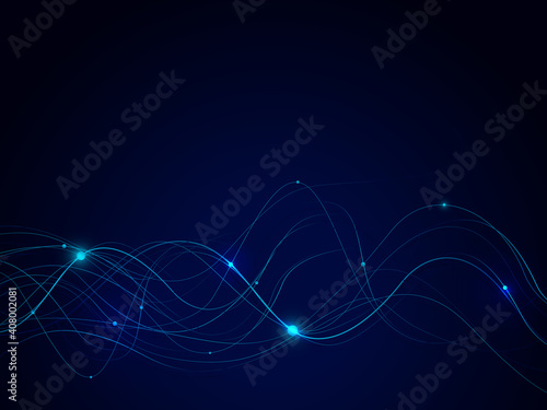 Abstract connecting lines and dots on dark background. Technology connection futuristic concept. Vector illustration