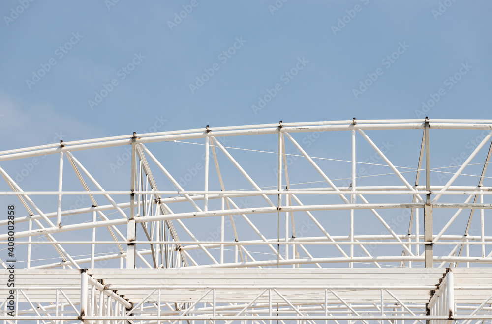 white steel structure roof of factory building. white steel structure roof of factory building.