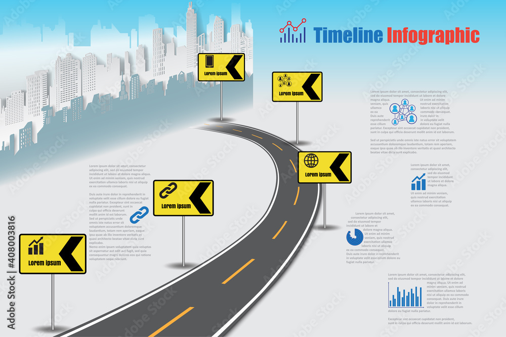 Business roadmap timeline infographic city designed for abstract ...