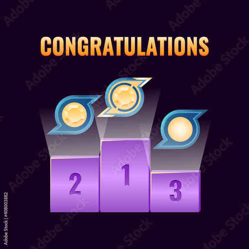 set of fantasy game ui leaderboard award rank for gui asset elements vector illustration