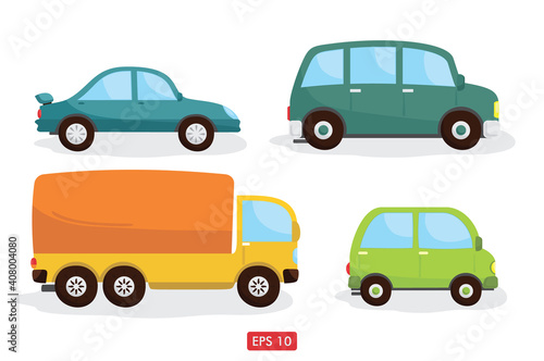 Fototapeta Naklejka Na Ścianę i Meble -  Stock Vector Colorful Set Cars Illustration Design