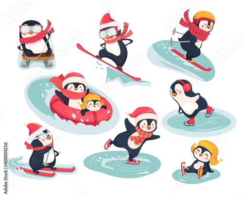 active penguins in winter