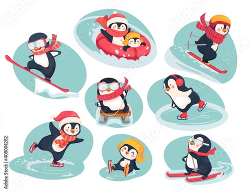 active penguins in winter