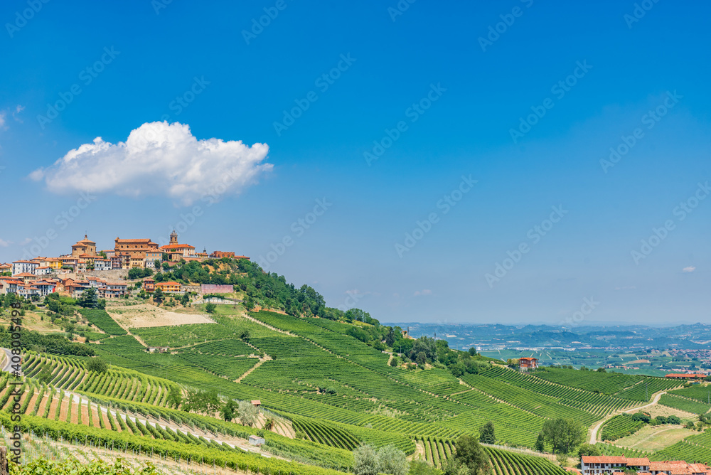 Langhe vineyards panorama, Barolo and La Morra, UNESCO World Heritage Site, Piedmont, Northern Italy Europe Langhe vineyards panorama, Barolo and La Morra, UNESCO World Heritage Site, Piedmont, Northern Italy Europe
