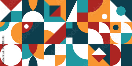 Geometric abstract pattern design of vector prints background with rectangles, squares and circles