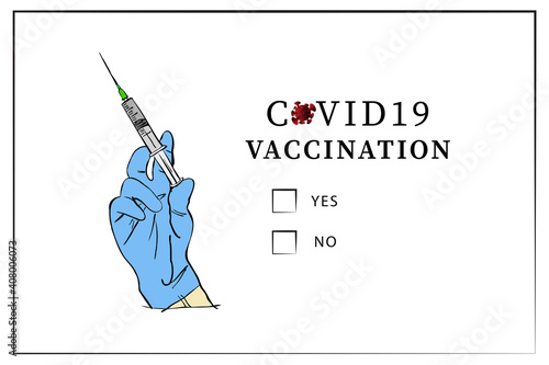 COVID-19 vaccination vector, hand drawn or sketch