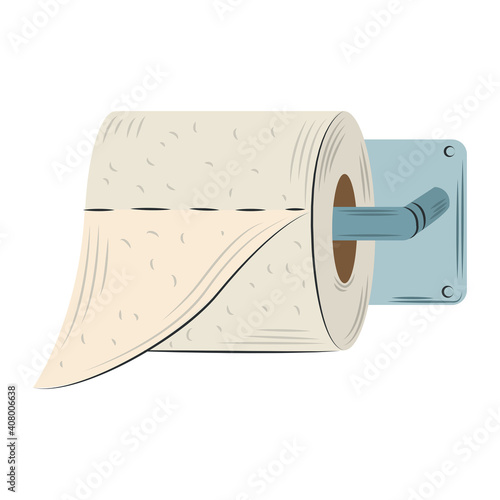 toilet paper in holder hygiene isolated design