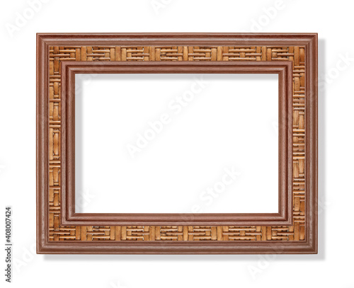 wooden black frame on the white background