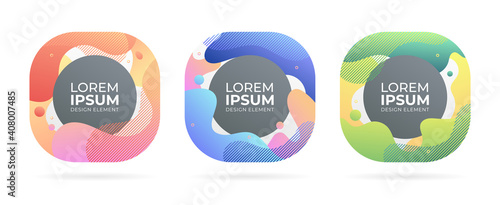 set abstract modern graphic fluid rounded circle elements
