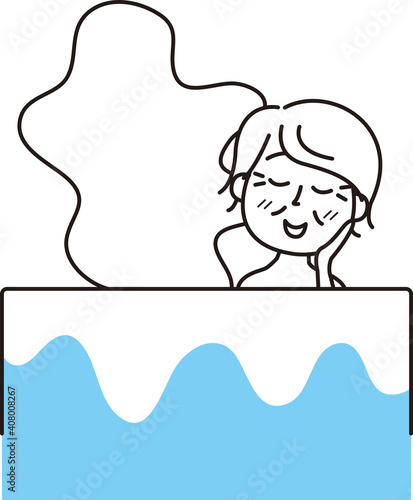 お風呂にのんびりつかるシニア女性