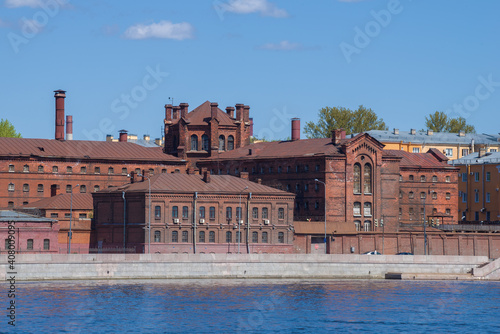 Buildings of the old prison "Crosses" (pre-trial detention center №1) on a sunny May day, Saint Petersburg