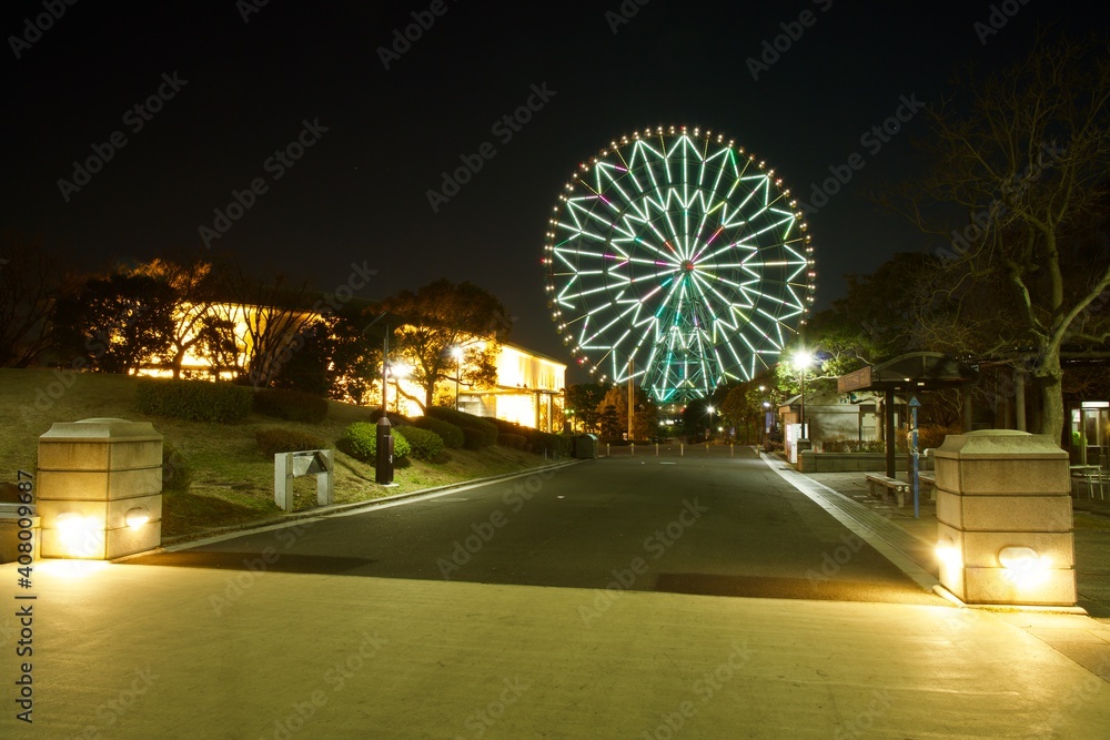 葛西臨海公園夜景 ライトアップされた観覧車 Stock Photo Adobe Stock 葛西臨海公園夜景 ライトアップされた観覧車 Stock Photo Adobe Stock