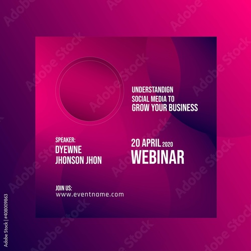 Business conference webinar simple template invitation. Geometric magazine conference or poster business meeting design banner print and web template. online conference.