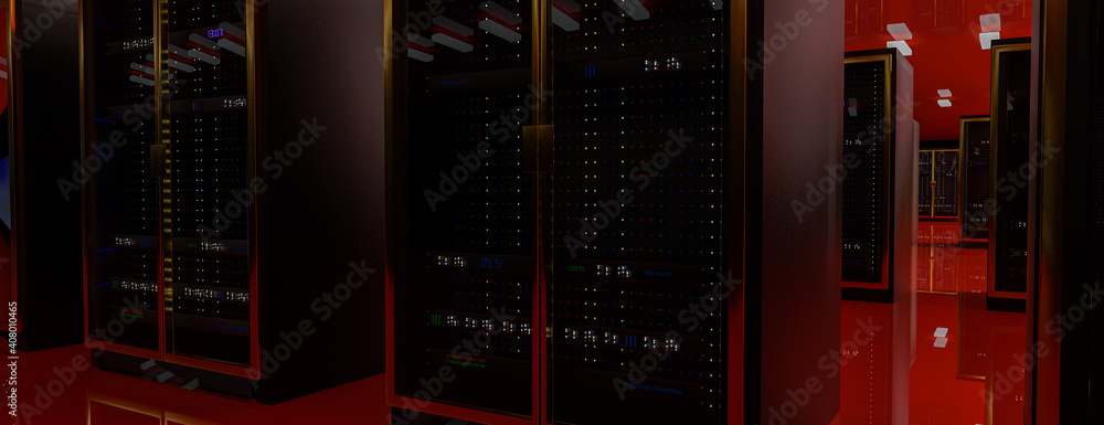 Server room data center. Backup, mining, hosting, mainframe, farm and computer rack with storage information. 3d render Server room data center. Backup, mining, hosting, mainframe, farm and computer rack with storage information. 3d render
