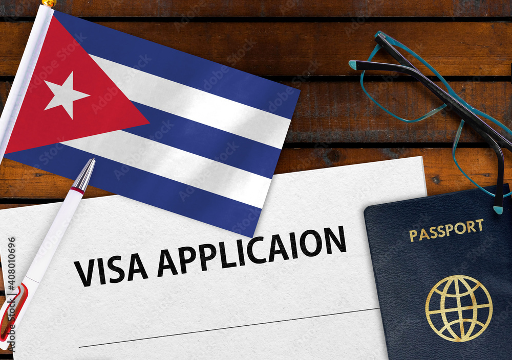 Flag of Cuba , visa application form and passport on table Stock Photo |  Adobe Stock