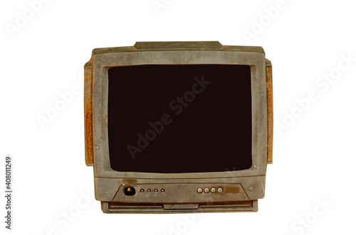 Old tv isolated from white background
