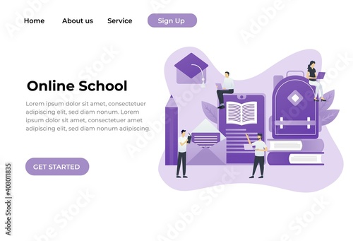 E-learning, online education at home. Modern vector illustration concepts for website and mobile website development