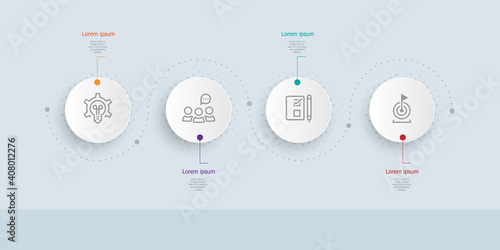 abstract horizontal timeline infographics 4 steps for business and presentation