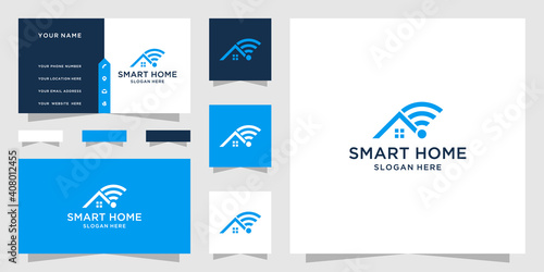 Smart home logo and business card template