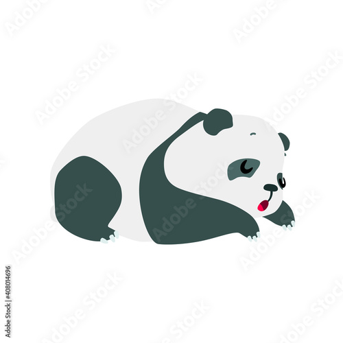 Little panda. Cute illustration of a sleeping baby panda isolated on a white background. Vector 10 EPS