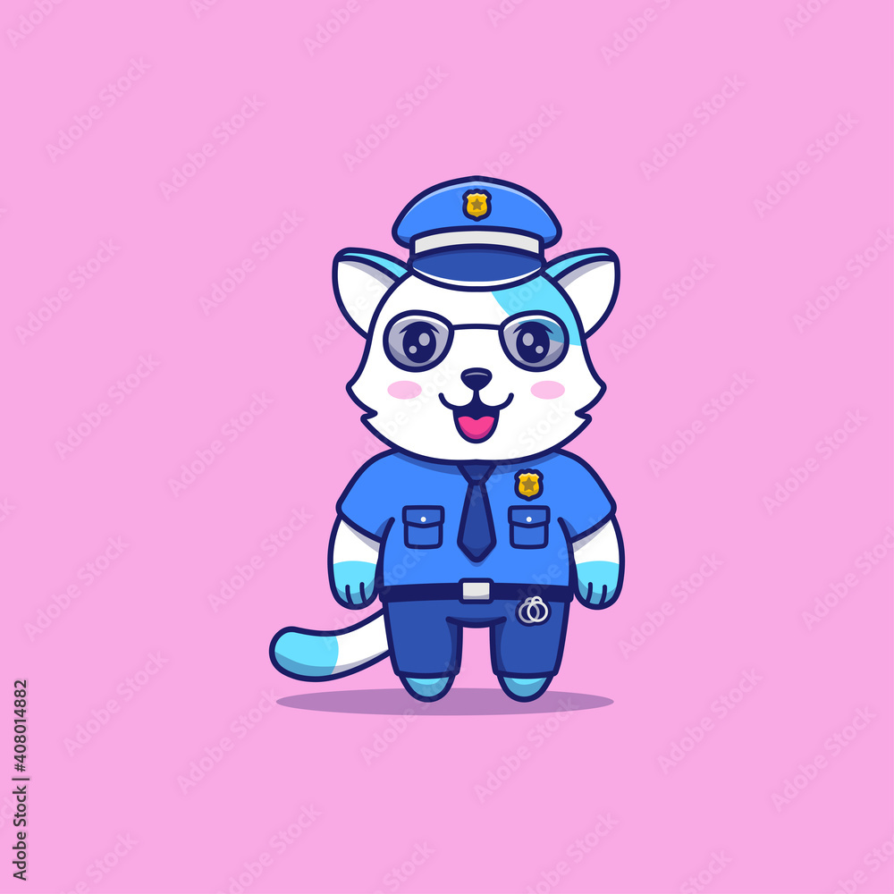 Cute cat wearing police uniform
